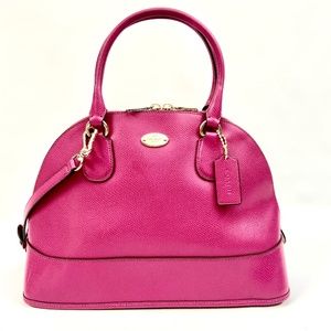 COACH CORA DOMED SATCHEL IN CROSSGRAIN LEATHER F33909 CRANBERRY